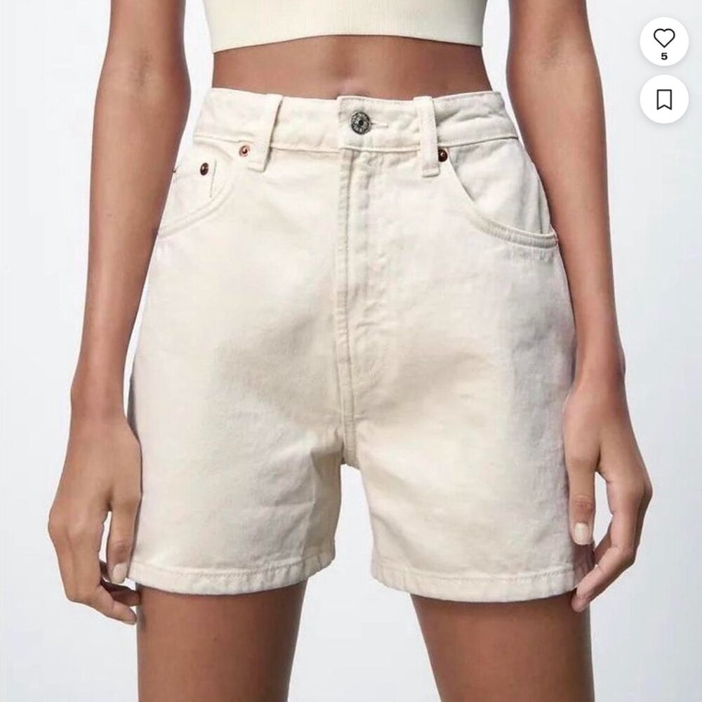 Zara Women's Cream Jean Shorts, Size 0, Fair Condition